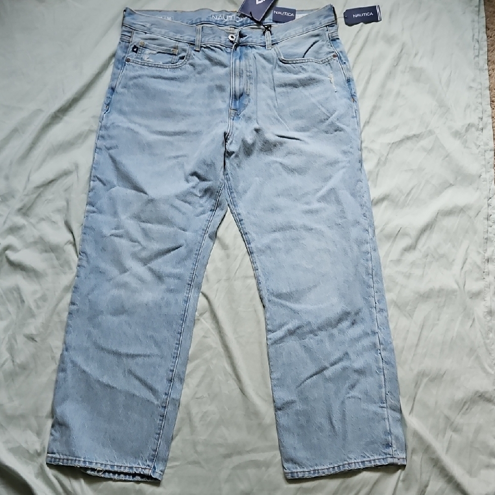 NWT Nautica Authentic Loose Light Blue Jeans, Size 36/30